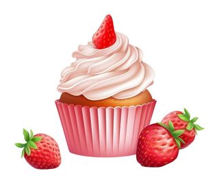 可口冰淇淋草莓美食元素