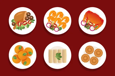 新年中国风美食插画 新年中国风美食插画