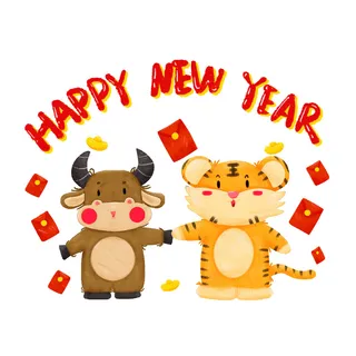 PNG免扣2022虎年新年春节元旦卡通老虎形象图片插画PSD设计素材