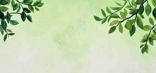 绿色简约绿植绿叶手绘插画笔墨意境