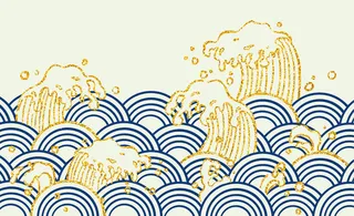 中国风鎏金浪花波浪矢量