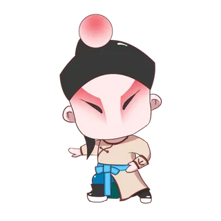 卡通京剧戏剧人物脸谱插画PNG图片 国潮中国风Q版戏剧人物PS素材