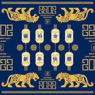春节新年中国风虎年老虎元素平铺背景大图插画AI矢量设计素材