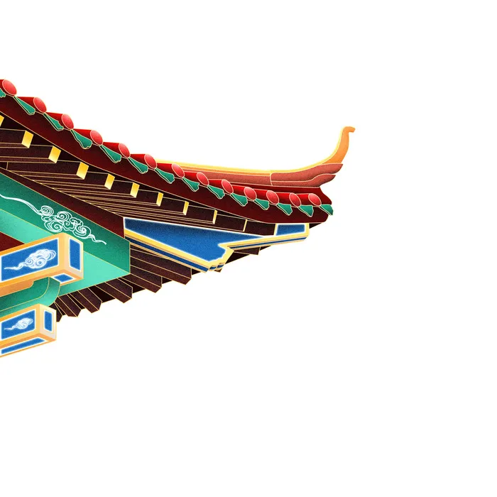 复古中国风国潮古建筑插画手绘高楼古塔PSD素材亭子png免抠图psd模版下载