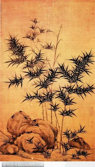 花鸟篇-石旁细竹