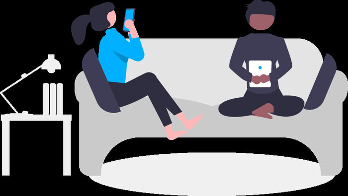 2.5d玩手机插画小图标素材