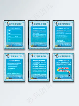 建筑工地开工施工五牌一图工地安全展板