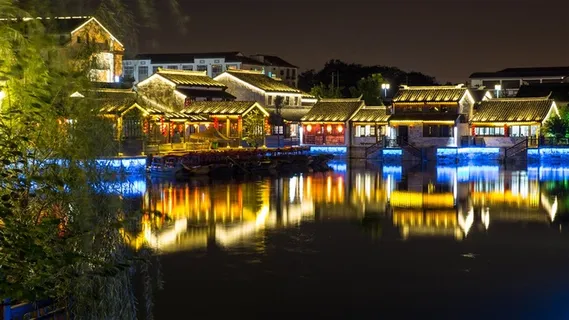 江苏无锡荡口古镇夜景摄影图片 江苏无锡荡口古镇夜景摄影图片