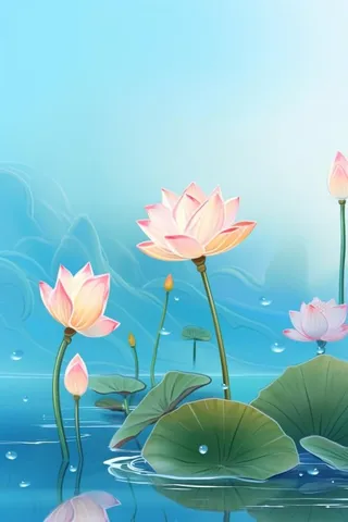 创意淡雅简约国风荷花国潮背景