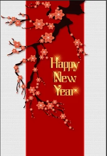 设计新年桃花背景ai矢量模版下载
