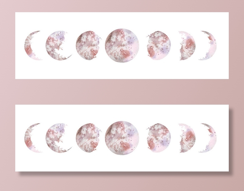 水彩例证_ 各种各样的月亮阶段被隔绝在白色背景。手绘现代空间设计