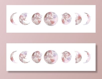 水彩例证_ 各种各样的月亮阶段被隔绝在白色背景。手绘现代空间设计