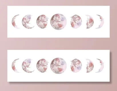 水彩例证_ 各种各样的月亮阶段被隔绝在白色背景。手绘现代空间设计