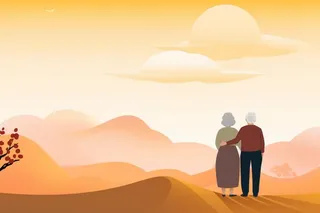 橙色重阳手绘扁平背景