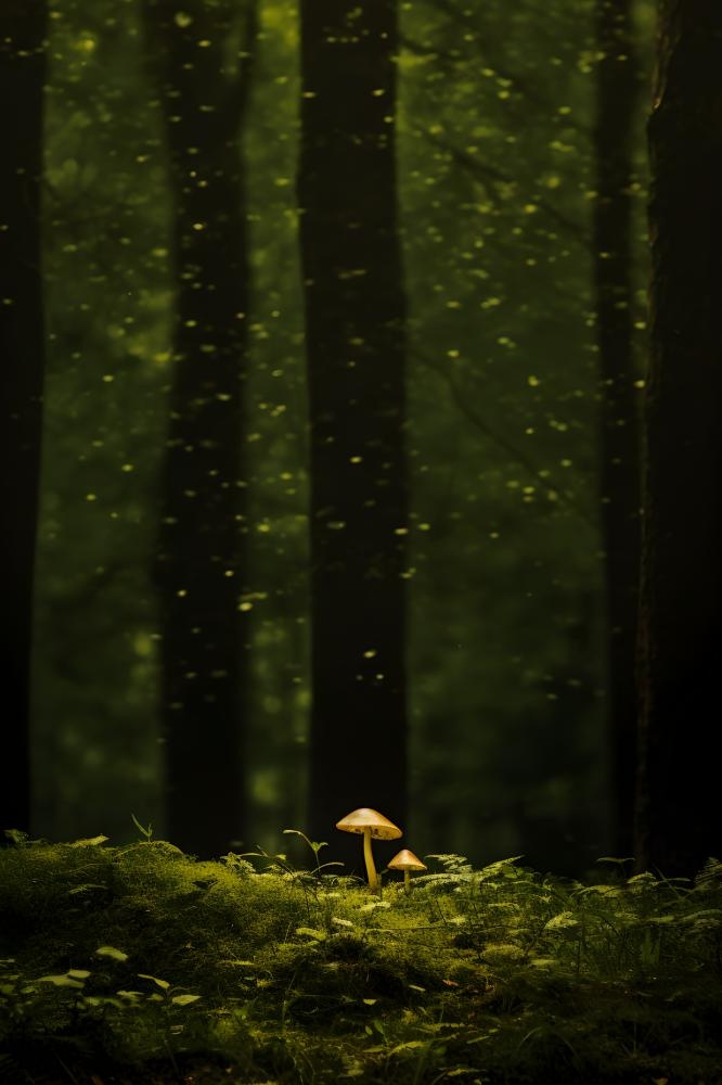 蘑菇树林简约背景(2400x3600)