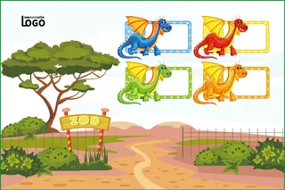 动物世界卡通不干胶标签贴纸