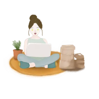 双十一国庆活动手绘网购少女png免扣 PNG