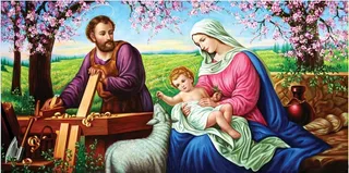 油画椰树家庭背景墙