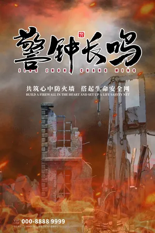 消防宣传日119防火灭火英雄火灾安全公益宣传海报设计psd模板素材