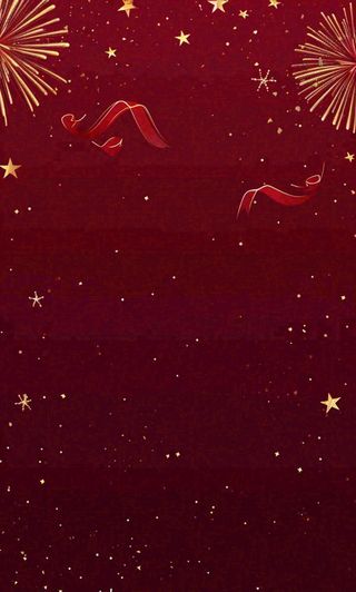 红色喜庆烟花丝带，圣诞新年节日背景