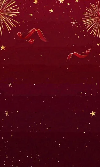 红色喜庆烟花丝带，圣诞新年节日背景