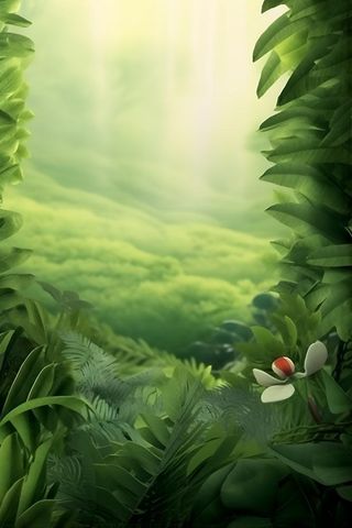 简约树叶丛林小草绿色简约背景