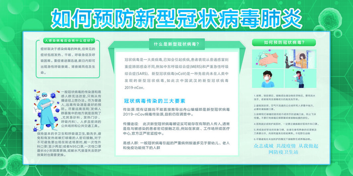 绿色预防新冠战胜疫情宣传展板