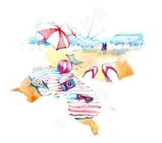 创意蝴蝶海滩造型高清图片