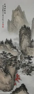 王军河工笔山水青绿山水传统山水皴法国画界画鬼脸皴袁江袁耀《奇峰松壑图》