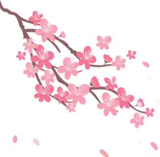 春天浪漫粉红色樱花手绘樱花梅花桃花花朵图片PNG免扣素材