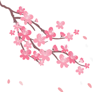 春天浪漫粉红色樱花手绘樱花梅花桃花花朵图片PNG免扣素材