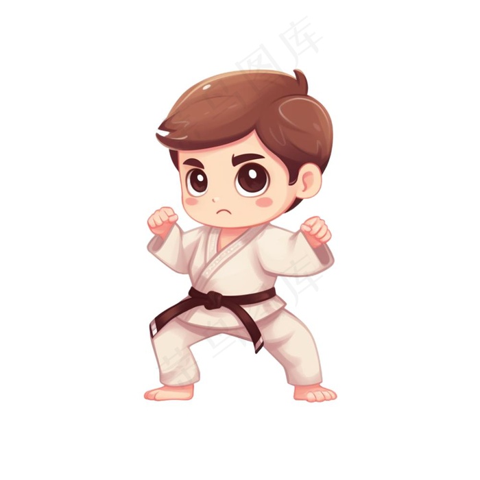 跆拳道男孩插画免抠