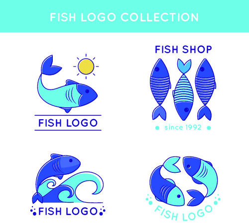 商务海洋鱼类海鲜图标LOGO标识标志标签水产图形AI矢量EPS素材图eps,ai矢量模版下载