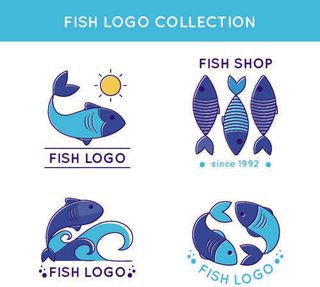 商务海洋鱼类海鲜图标LOGO标识标志标签水产图形AI矢量EPS素材图