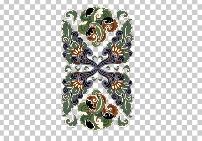 敦煌壁画图腾植物花纹psd模版下载