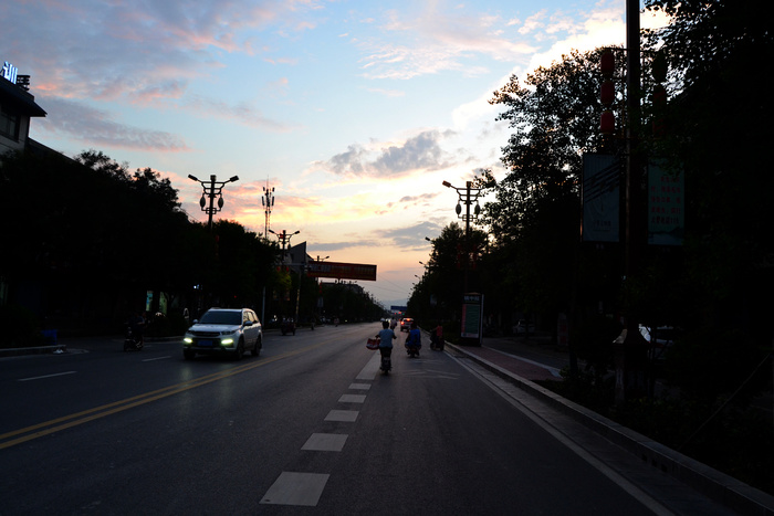 夕阳西下城市