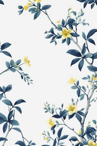 中国风简约淡雅蓝色枝叶背景