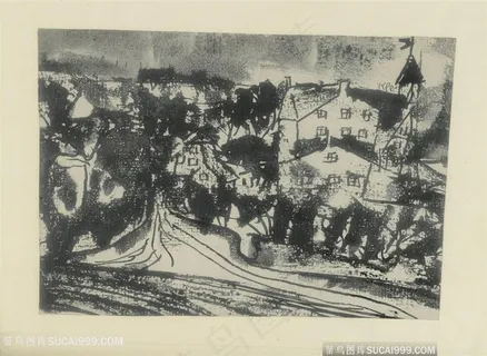 保罗克利手绘唯美乡村素描装饰画