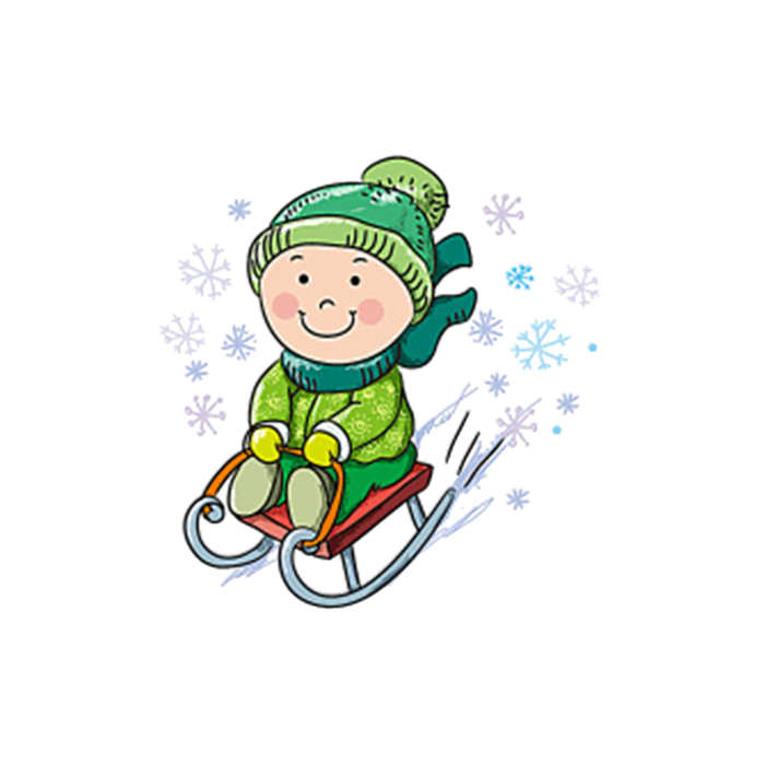 卡通小孩雪橇