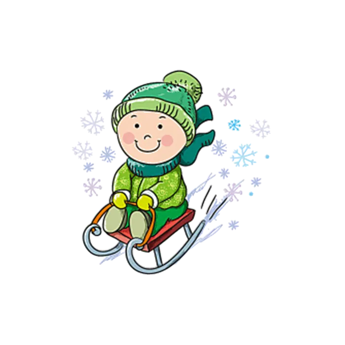 卡通小孩雪橇