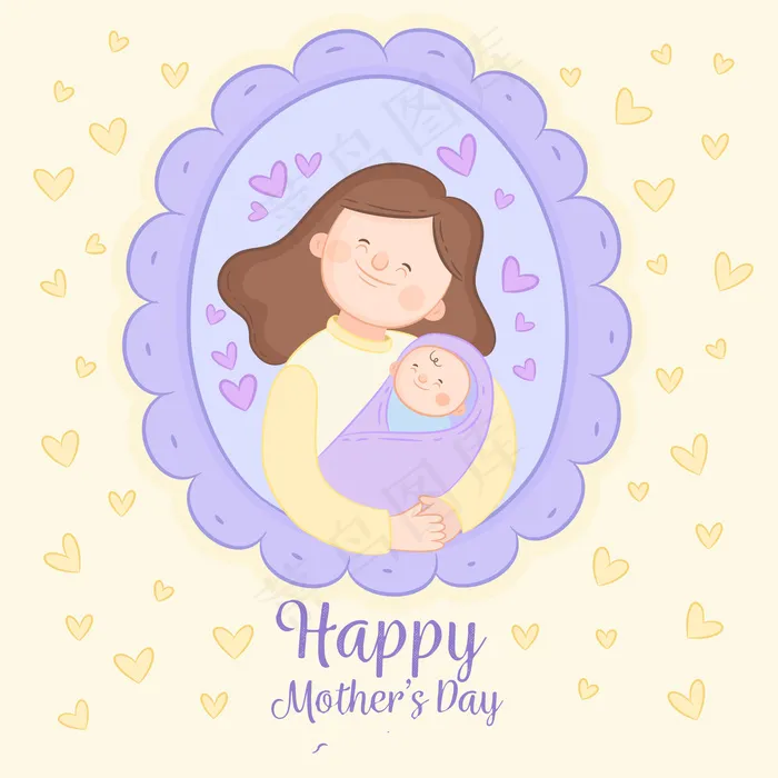 母亲节节日快乐 ai矢量模版下载