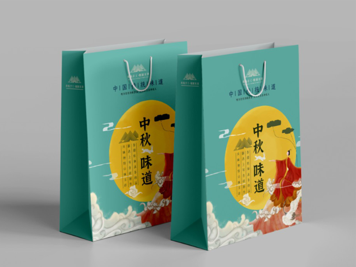 中秋礼袋-中秋味道手提袋包装盒cdr矢量模版下载
