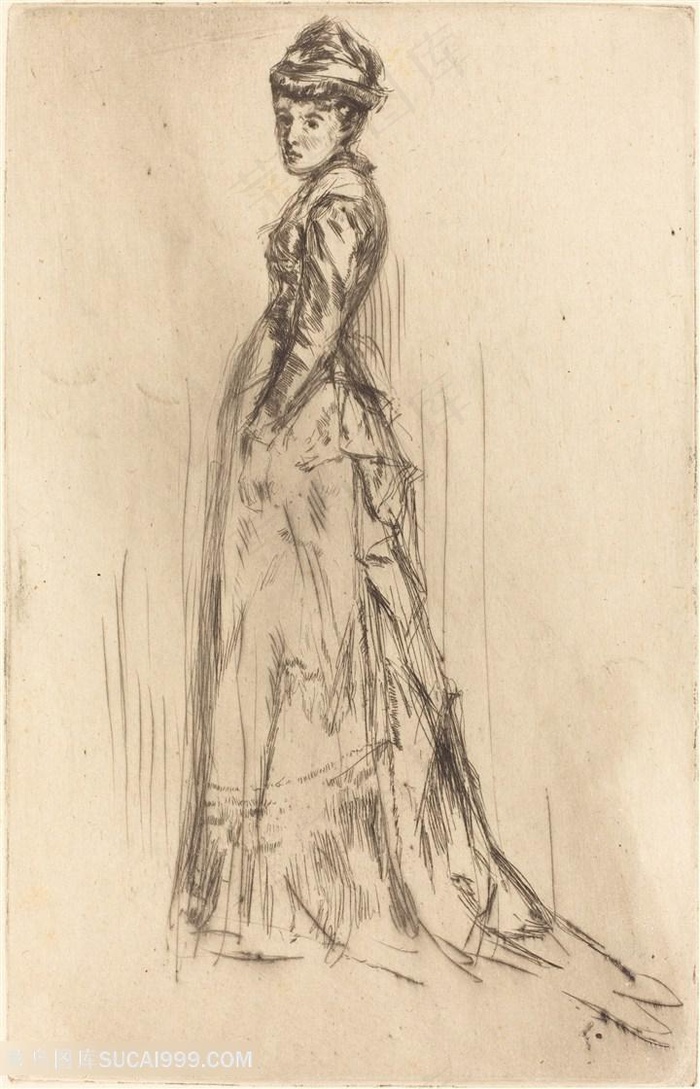 惠斯勒素描女性艺术画