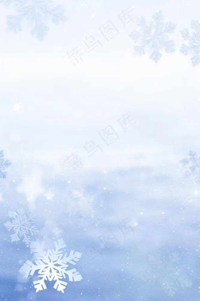 简约唯美雪花清新蓝白背景(896x1344)