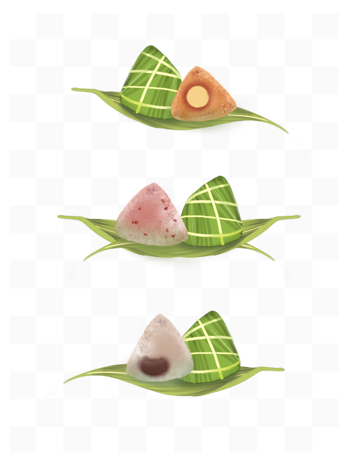 端午节蛋黄粽红豆糯米粽豆沙粽粽叶手绘图案