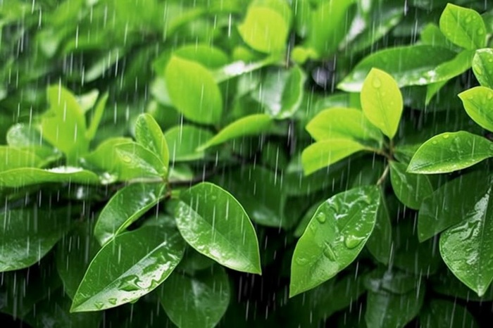 下雨天树叶绿色背景(1344x896)