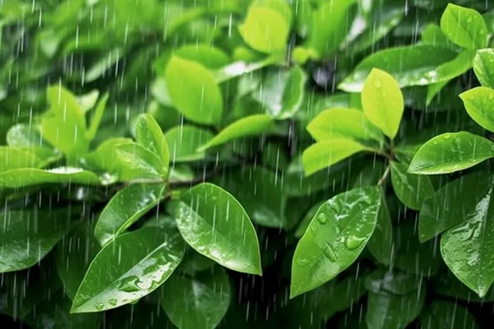 下雨天树叶绿色背景