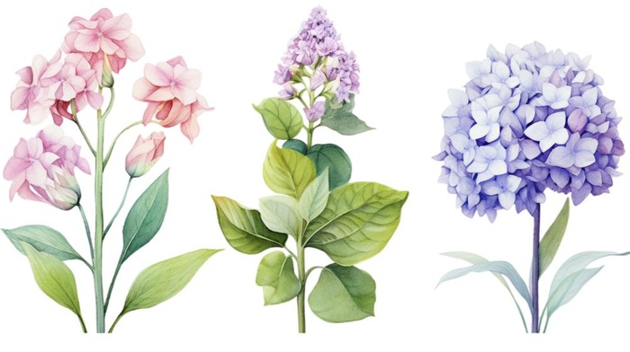 花束鲜花绣球植物插画免抠