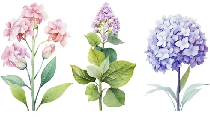 花束鲜花绣球植物插画免抠(1456x816)