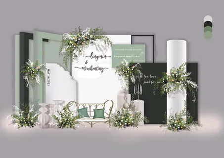 白绿婚礼效果图素材